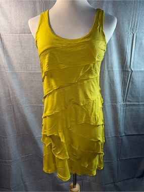 1789-New York & Company Sleeveless Ruffle Tiered Dress - Mustard
